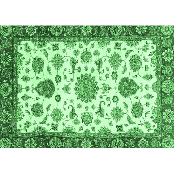 Ahgly Company Indoor Rectangle Oriental Emerald Green Traditional Area Rugs, 7' x 10'