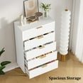 thumbnail image 2 of Huisuilinss Fluted 5 Drawers Dresser For Bedroom,Modern Chest Of Drawers,Wood Drawer Organizer,Tall Dresser With Wide Drawers For Living Room Closet Hallway Entryway, 2 of 7