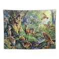 thumbnail image 5 of Nawypu Animal World Tapestry Fairyland Forest Psychedelic Rainbow Animal Decor Wall Tapestry Cute Funny Animals Resting Under The Ancient Tree Bedroom Living Room Decor SIZY1506, 5 of 6
