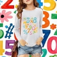 thumbnail image 2 of JAJAHO Girls Graphic Tees Long Sleeve Number Printed Loose Fit Crew Neck T Shirt Kids Fall Clothes 3-14Y, 2 of 4