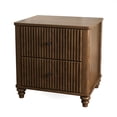 thumbnail image 6 of GZXS 2-Pack Mid Century Modern Nightstands with 3 Drawers, Fluted Bedside Tables with Hidden Storage, for Bedroom, Entryway, Closet, Small Space, Walnut, 6 of 9