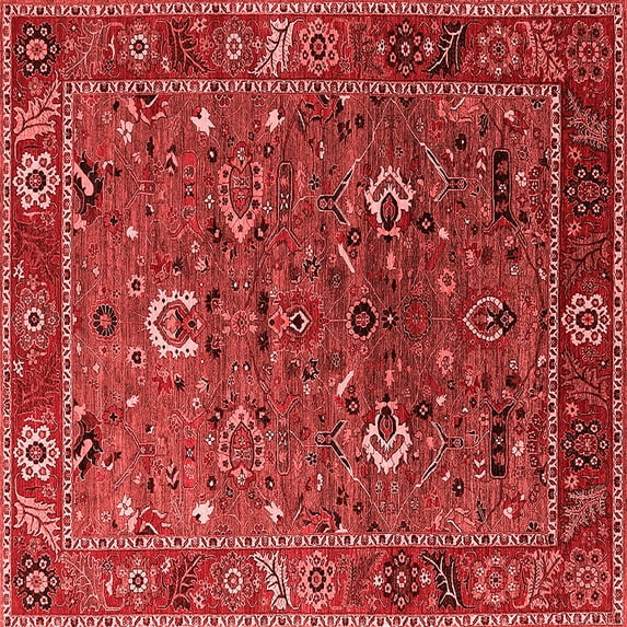 Ahgly Company Indoor Square Oriental Red Traditional Area Rugs, 7' Square