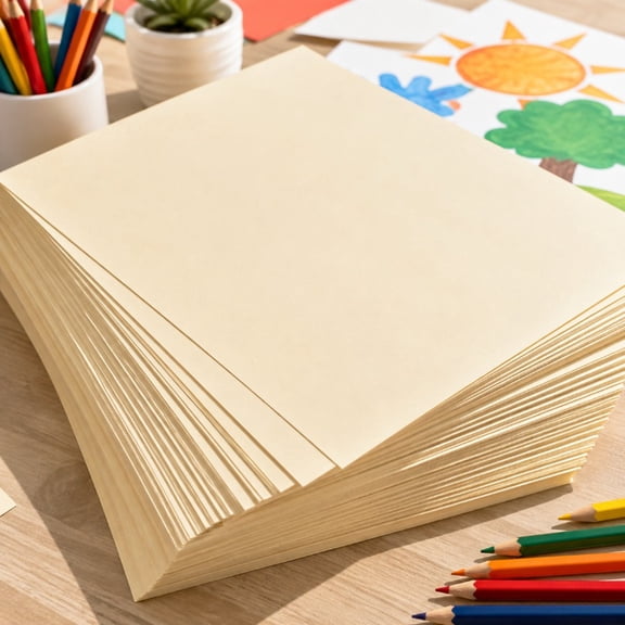 Cream Manila Paper 12 x 18 Inches, 50 Sheets Heavyweight Construction Paper, 70 lb Uncoated Art Paper for Crafts, Drawing & Creative Projects