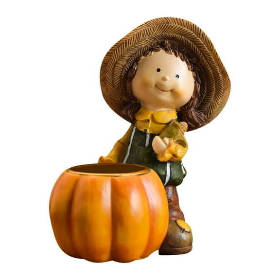 simhoa Autumn Resin Figurine Votive Candle Holder Height 13.5cm Handcrafted Fall Ornament for Mantelpieces Multipurpose A