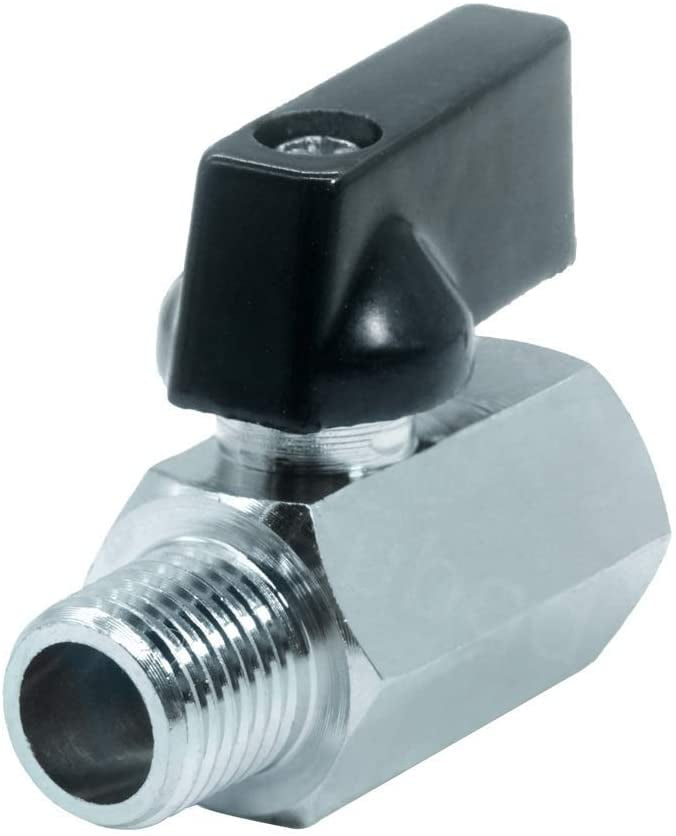 1/4 Inch - Mini Nickel Plated Brass Ball Valve - Female / Male NPT - Lead Free