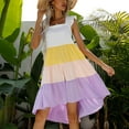 thumbnail image 5 of Bigersell Tank Dress Women Fashion Women Summer Sleeveless Square Collar Patchwork Casual Ball Gown Dress Plus Wrap Dress Style 25491, Female Extra long Dresses Purple XS, 5 of 9