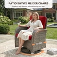 thumbnail image 4 of Patiobula Patio Furniture Set with Propane Fire Pit Table, 7 Pieces Outdoor Sectional Couch, Gray Wicker Rattan Conversation Loveseat Glider with Swivel Chair Ottomans for Backyard Deck, Red, 4 of 15