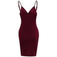thumbnail image 7 of LFEOOSTWomen's Sexy Bodycon Dress Sleeveless Velvet Spaghetti Strap Wrap V Neck Ruched Club Party Cocktail Midi Dresses, 7 of 7