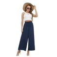 thumbnail image 5 of Uvplove Women's Wide Leg Trousers Palazzo Pants Drawstring Waist Summer Loose Trousers with Pockets Navy Blue-XXL, 5 of 14