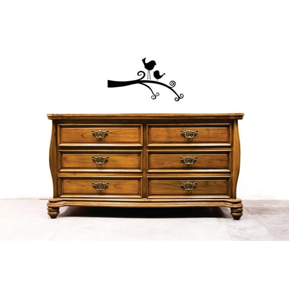 Custom Decals Birds On A Branch Wall Art Size: 20 Inches x 40 Inches Color: Black