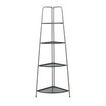 DecMode 22" x 27" Black Metal Indoor Outdoor Tall Folding 4 Shelves Bakers Rack, 1-Piece