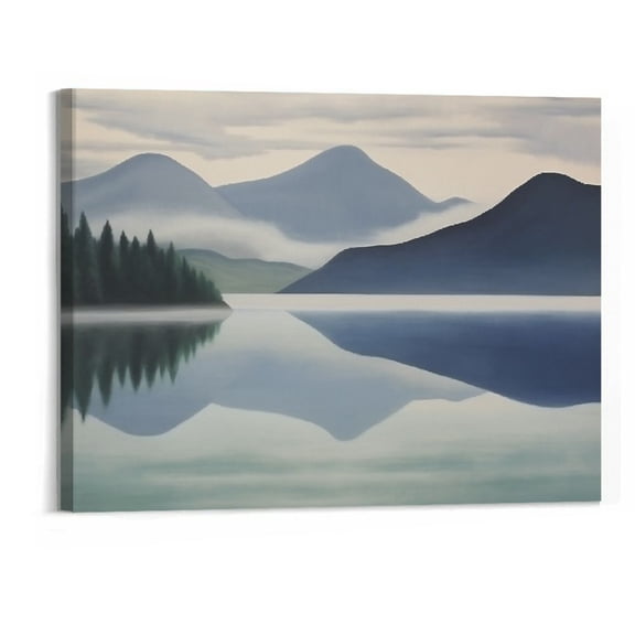 Shiartex Lake George (formerly Reflection Seascape) Poster Painting Canvas Wall Art Living Room Bedroom Decor Modern Oil Painting (Framed,20x16 Inch)