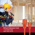 thumbnail image 4 of Hyper Tough 50FT 16AWG 3 Prong Orange Single Outlet Outdoor Extension Cord, 4 of 10