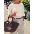 thumbnail image 5 of Women's 3/4 Sleeve Top Ruched Waist Fitted Tops for Women Crop Boat Neck Ribbed Bell Sleeve Flare XL, 5 of 7