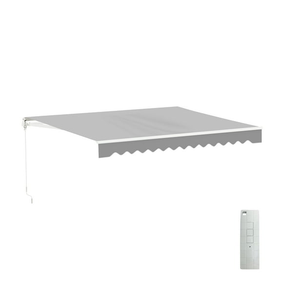 ALEKO Retractable Motorized Patio 12 x 10 ft Awning Sunshade Silver Grey