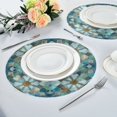 thumbnail image 4 of 15.4" Round Placemat Set of 4 Polyester Fabric Place Mats Non-Slip Dining Kitchen Table Mats for Kitchen Party Decor Intricate Blue Block Pattern, 4 of 5