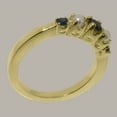 thumbnail image 3 of LBG British Made Classic Solid 14k Yellow Gold Natural Sapphire & Cultured Pearl Womens band Ring - 33 size options - Size 5.25, 3 of 6