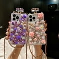 thumbnail image 2 of BINUFF Rhinestone Perfume Bottle Phone Case with Rose Bud TPU Protective Cover and Lanyard for iPhone 11/12/13/14/15 Pro Max, 2 of 7