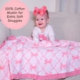 thumbnail image 2 of LollyBanks Ruffle Baby Girl Blanket, Organic Cotton Muslin Crib Quilt, 40 x 36 in, Pink Bow Print, 2 of 8