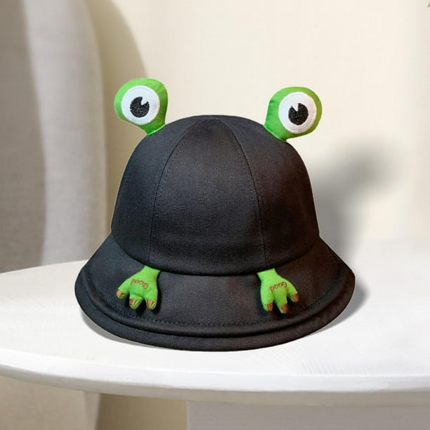 Runquan Frog Bucket Hat Cute Party Hat Adjustable Wide Brim for Dress up  girls Black 