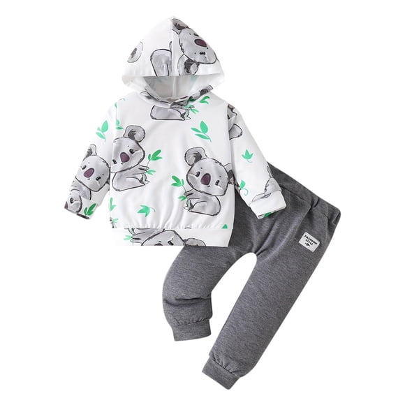 Odeerbi 3M-3Y Conjunto de Algodón Para Niños Y Niñas Oso Con Capucha Pantalones de Chándal Conjunto de Manga Larga Y Cuello Redondo Para Dormir Ropa de Casa