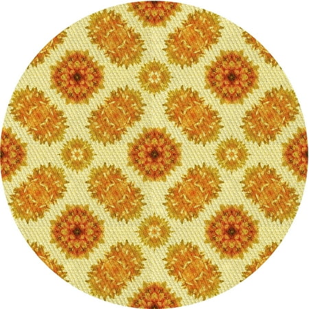 

Ahgly Company Indoor Round Patterned Neon Orange Area Rugs 3 Round