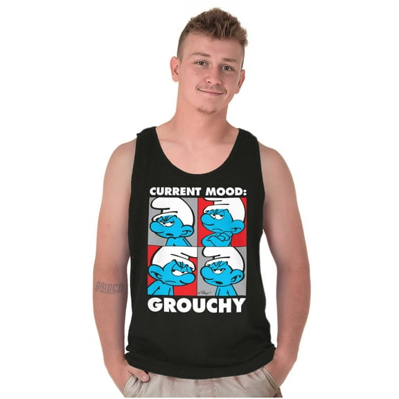 The Smurfs Current Mood Grouchy Tank Top T Shirts Men Women Brisco Brands S