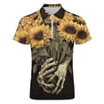 thumbnail image 4 of Sunflower Skull (2) Men Zipper T-shirt Summer Casual Short Sleeve T-shirt Top, 4 of 7