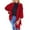 Red, variant on Kureaily Women's Autumn And Winter Solid Color Knitted Fringed Cape Cardigan Coat Button Down Cardigan