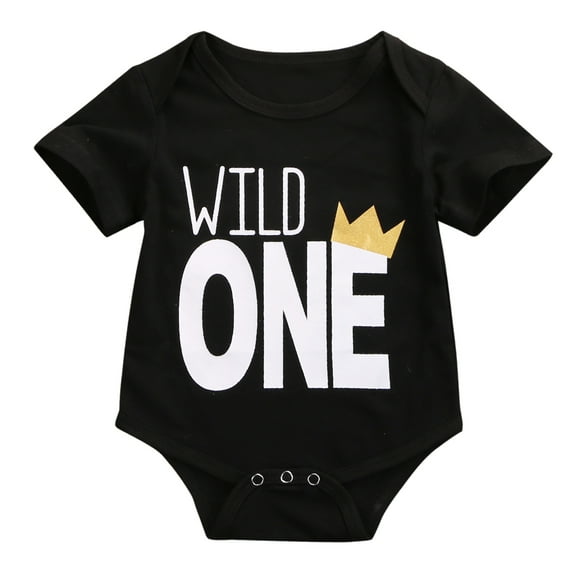 Douhoow 6-18 Months Baby Boys Girls Short Sleeve Romper Infant Summer Letter Print Bodysuit