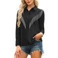 thumbnail image 4 of INSPIRE CHIC Fringe Button Down Shirt for Women's Long Sleeve Sparkle Tassel Western Cowgirl Blouse XS Black, 4 of 6