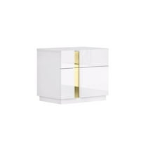 J & M Furniture 19974-NS 19 x 24 x 16 in. Kyoto Night Stand, White & Titanium Gold