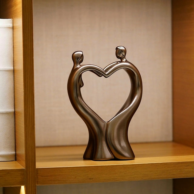 Décor pour la Maison, Ornement en Résine en Forme de Cœur Design Unique d'Idole Visage Affection Symbolique Signification Compact Polyvalent Placement, Décor Festif pour Étagère de Chambre Bureau Chevet Cadeau de la Saint-Valentin Décors