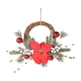 thumbnail image 2 of Bcylexb Christmas Rattan Wreaths for Front Door, 13.8" Artificial Poinsettia Wreaths with Red Ball Ornaments Hanging Door Wreath for Wall Window Porch Winter Decor, 2 of 7