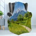 thumbnail image 4 of Landscape Soft Flannel Fleece Blanket, Wildflowers in the Alps and Snow-capped Mountains National Park Bavaria Germany, Cozy Plush for Indoor and Outdoor Use, 70" x 90", Yellow Green, by Ambesonne, 4 of 5