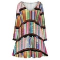 thumbnail image 3 of Bookworm Antique Book Library, Vintage Book Shelf Long Sleeve Dresses For Women Vintage Elegant Party Dress Oversized V-neck Dress S-8XL, 3 of 7