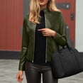 thumbnail image 2 of felwors Women's PU Leather Jacket Biker Jacket with Pockets Vintage Short Coat for Autumn Spring AG, XXXXL, 2 of 8