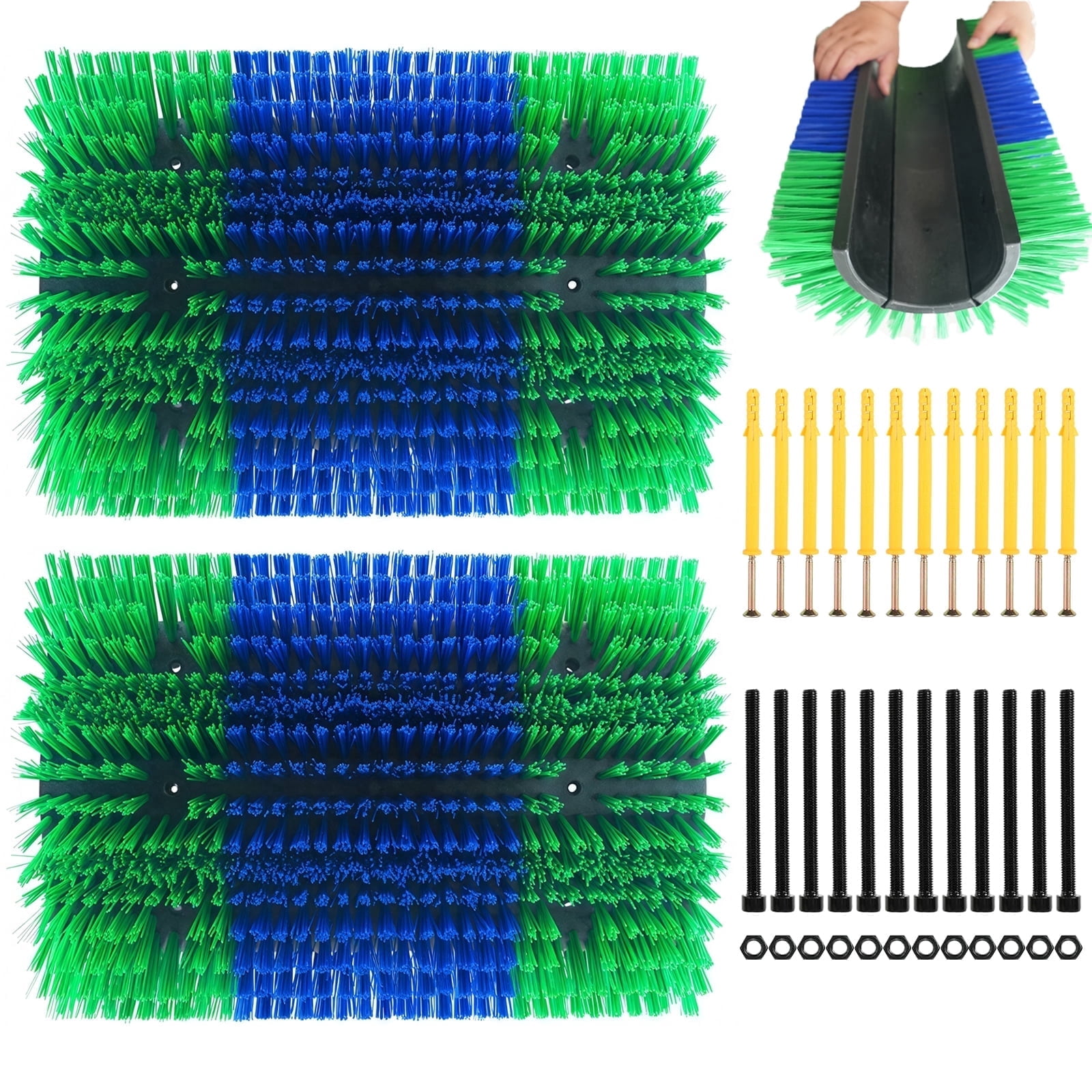 Livestock Scratching Brush Heavy-Duty Itch Relief Grooming Scratcher for Cattle Horse Goat Sheep Horse Cow Brush with Mounting Screws Green 2-Pack