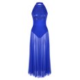 thumbnail image 3 of JanJean Women's Adult Sequined Mesh Maxi Dress Ballet Dance Sleeveless Split Skirt Dancewear Blue M, 3 of 7