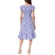 thumbnail image 3 of INSPIRE CHIC Vestidos de Mujer con Mangas Cortas, Vestido Midi de Flores Arrugado para Primavera y Verano, Azul Oscuro Púrpura S, 3 of 6