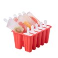 thumbnail image 1 of Ice Cream Molds(Red), 10 Cavities Ice Cream Molds, Reusable Popsicle Molds for Preparing Popsicles Ice Cream Sorbets, 1 of 5