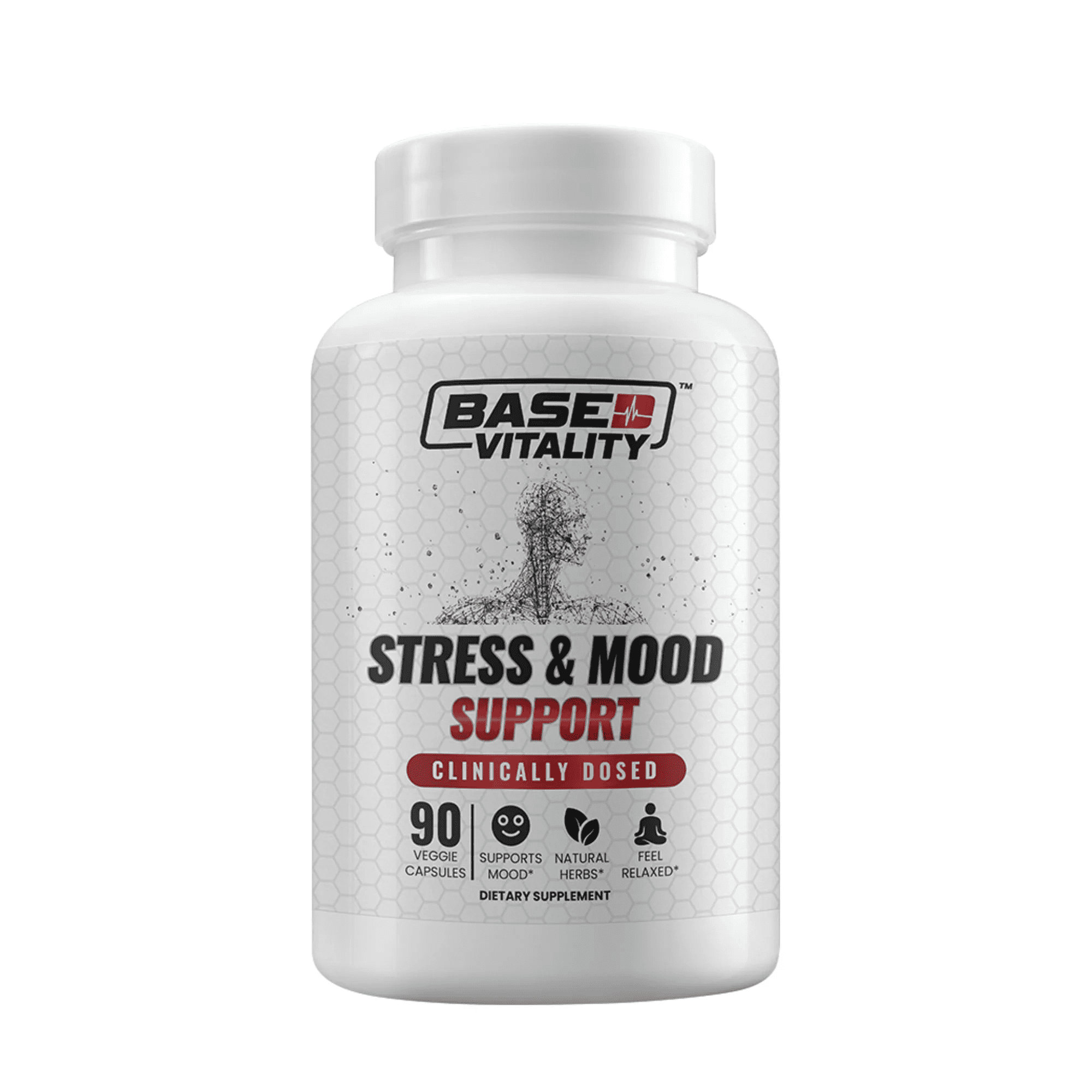 Based Vitality Stress & Mood Support with Magnesium Glycinate, Ashwagandha, Rhodiola, L-Theanine & Saffron, 60 Capsules