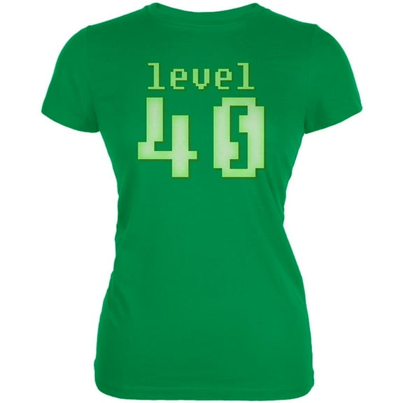 Gamer Milestone Birthday Level 40 Juniors Soft T Shirt Irish Green SM