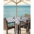 thumbnail image 3 of Hokiten Outdoor Tablecloths with Umbrella Hole & Zipper, White Orange Moroccan 60x60 Inch Square Tablecloths, Geometric Abstract Art Waterproof Table Cloth, Patio/Pool/Picnic Table Covers, 3 of 7