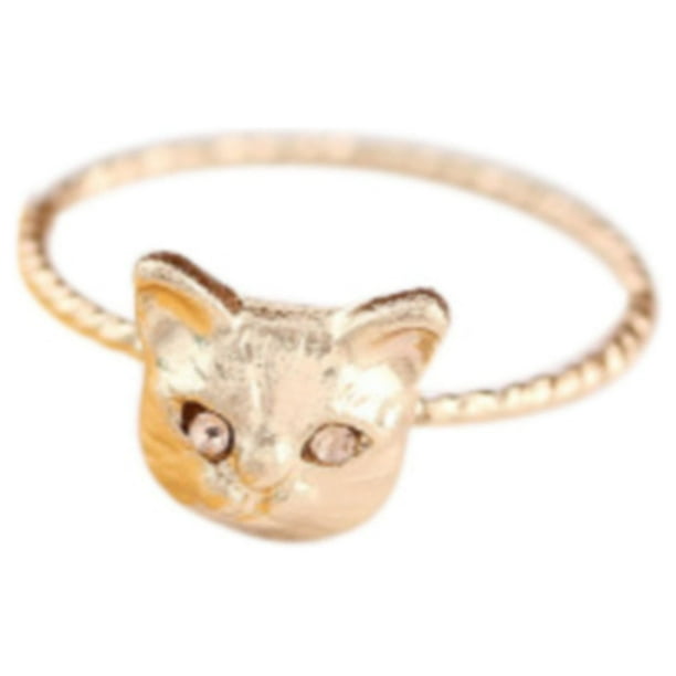 Versión coreana exquisito lindo realista pequeño gato animal anillo para MUJERES