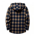 thumbnail image 5 of Qgtaibl Womens Drawstring Hoodie Shirts Fall Long Sleeve Plaid Tops with Pocket Loose Fit Button Down Casual Jacket Blouses Coffee XXL, 5 of 5