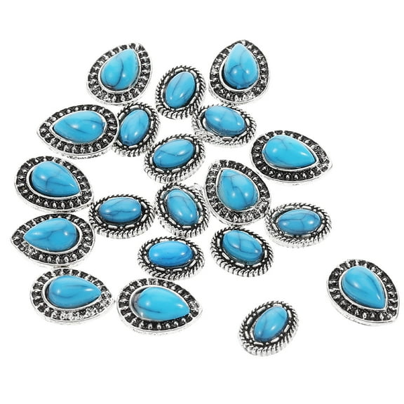 GAXIRE 20pcs Unique Nail Charms Retro Style Sky-Blue Nail Art Supplies for Women
