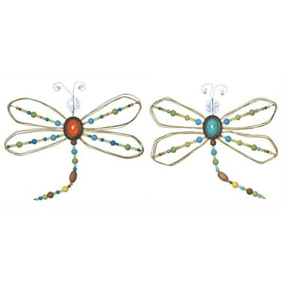 Ganz Wall Decor Outdoor Beaded Iron Dragonfly Set Of 2 Ganz Wall Decor Outdoor Beaded Iron Dragonfly Set Of 2 Com