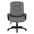 thumbnail image 3 of High Back Charcoal Bonded Leather Chair with Padded Loop Arms, 3 of 10