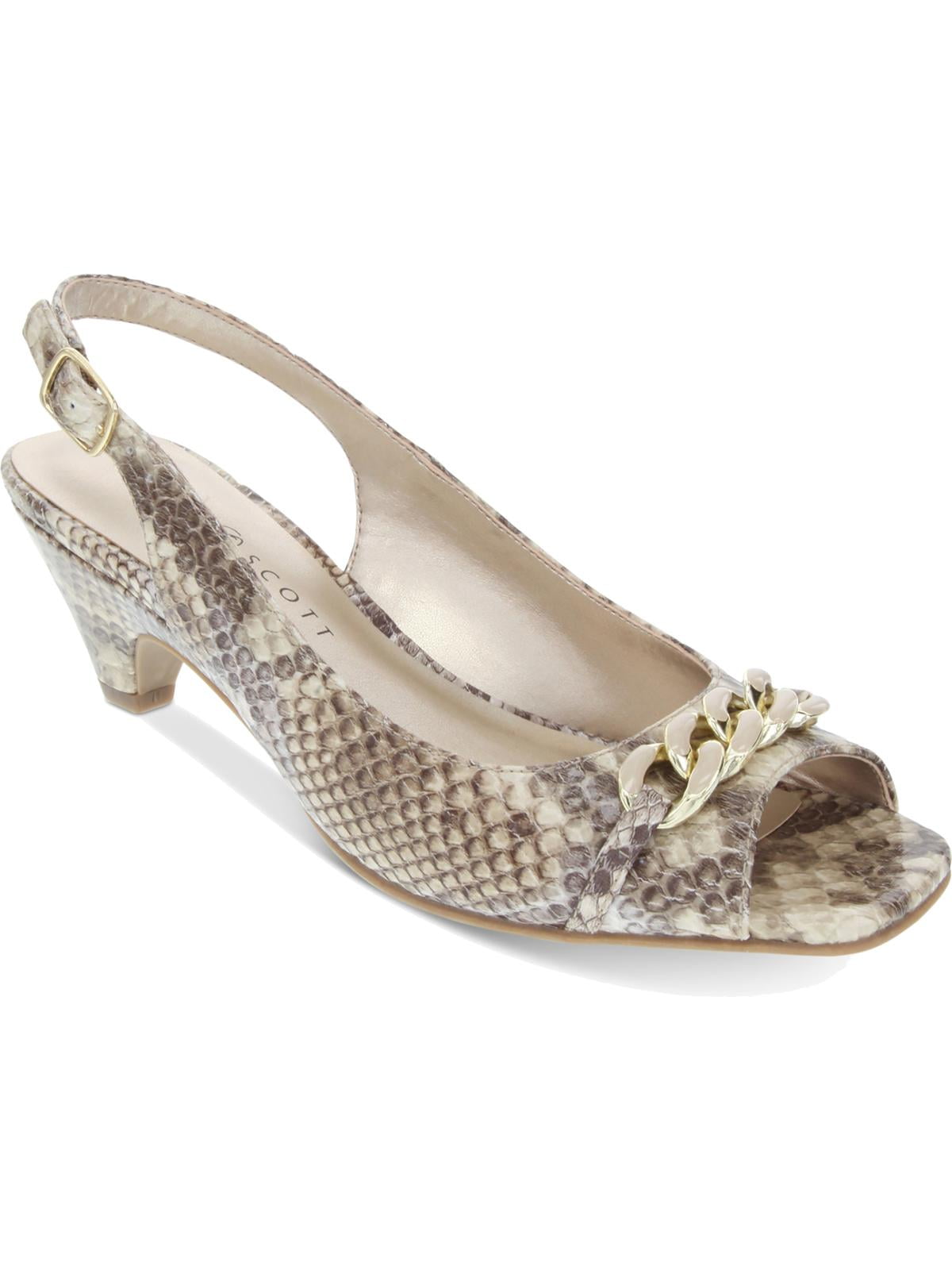 snake print slingback heels
